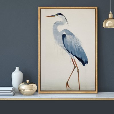 Watercolor Pastel Blue Heron Galapagos Bird Animals Modern Art