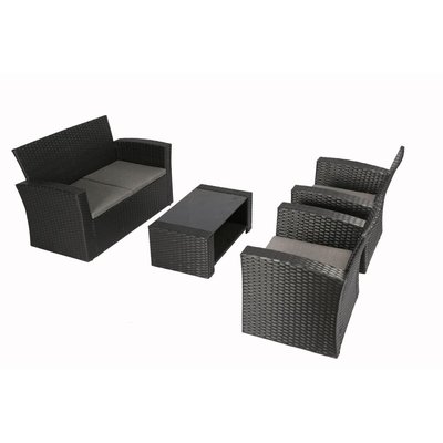 Piece Outdoor Furniture Complete Patio Pe Wicker Rattan Garden Set Black