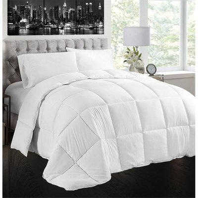 Natural Goose Feather & Down  Percent Cotton Case Queen Size Comforter Set White
