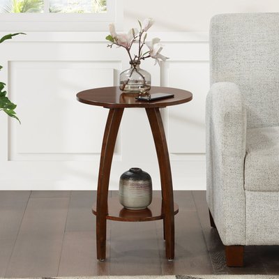 Cabool Round End Table With Shelf