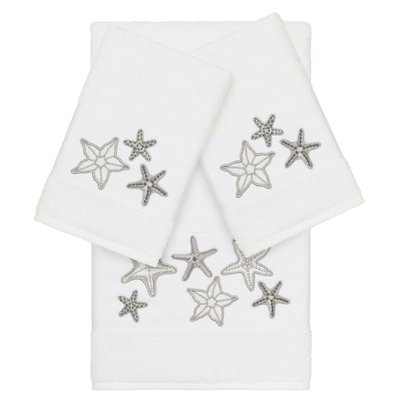 Lydia 100% Turkish Cotton Embellished 3 Piece Towel Set