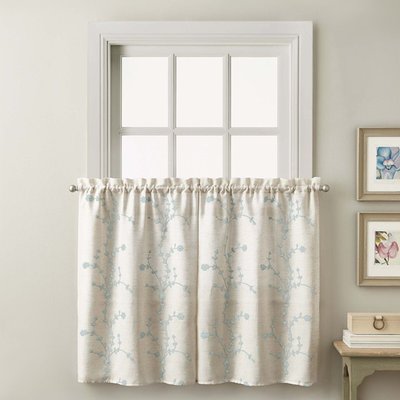 Jamison Floral Tailored 56'' W Cafe Curtain