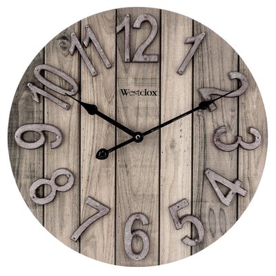 Door Farmhouse Analog Wood Wall Clock Brown