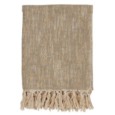 50x60 Foil Print Throw Blanket With Tassels Gold