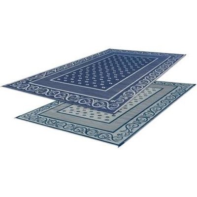 Reversible Rv Outdoor Veyard Patio Mat Blue