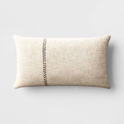 Oversized Stitched Lumbar Throw Pillow Neutral