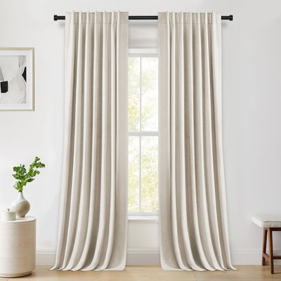 Insulated Blackout Faux Linen Bedroom Curtains