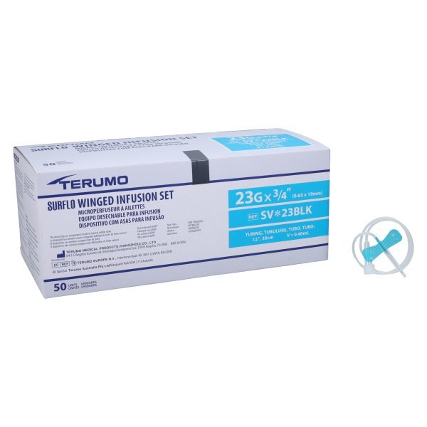 SURFLO® Infusion Set, Winged, w/12" Tubing, 23ga x 3/4" Ultra Thin Wall Needle