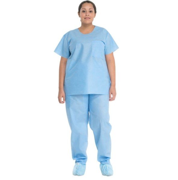 Disposable Scrub Shirt Large Blue -48/Case