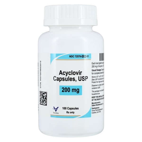 Acyclovir Capsules 200mg Bottle -100/Bottle