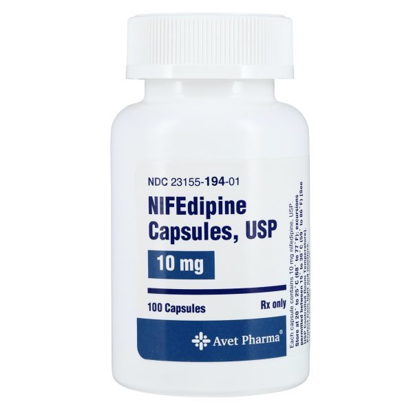Nifedipine Capsules 10mg Bottle -100/Bottle