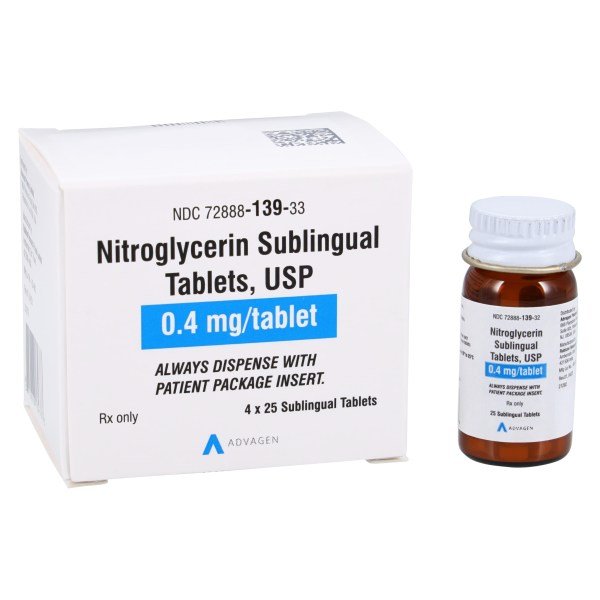 Nitroglycerin Sublingual 0.4mg -100/Pkg