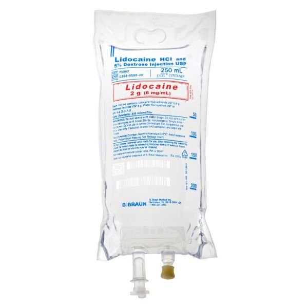 Lidocaine .8% (2g) Dextrose 5% 250ml Bag