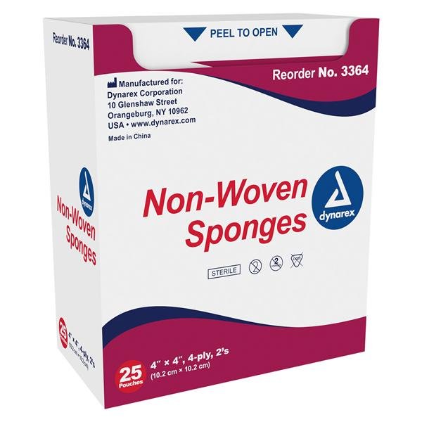 Non-Woven Sponge 4" x 4" 4ply Sterile, 1200/Case