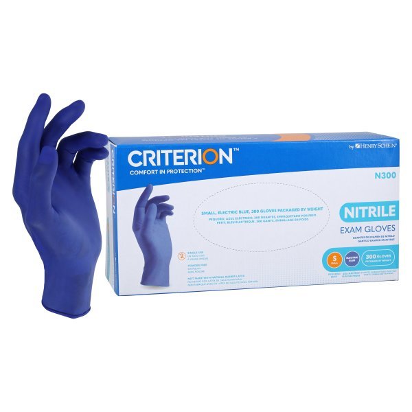 Criterion N300 Nitrile Exam Gloves,  Small, Electric Blue