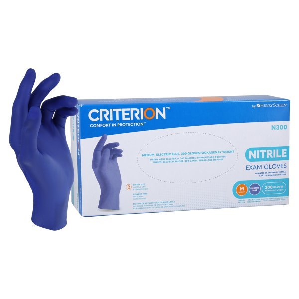 Criterion N300 Nitrile Exam Gloves, Medium, Electric Blue