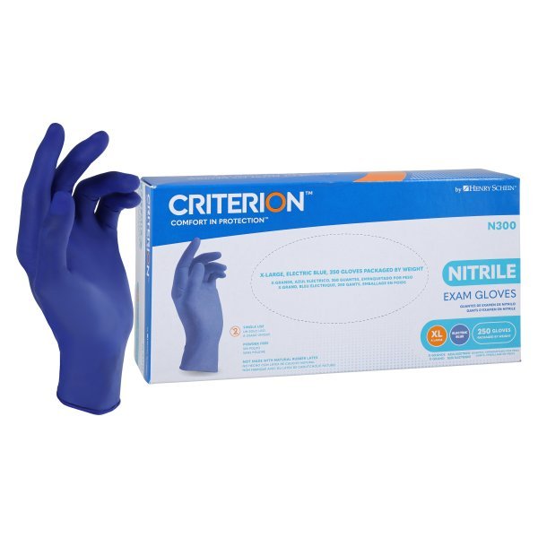 Criterion N300 Nitrile Exam Gloves, X-Large, Electric Blue