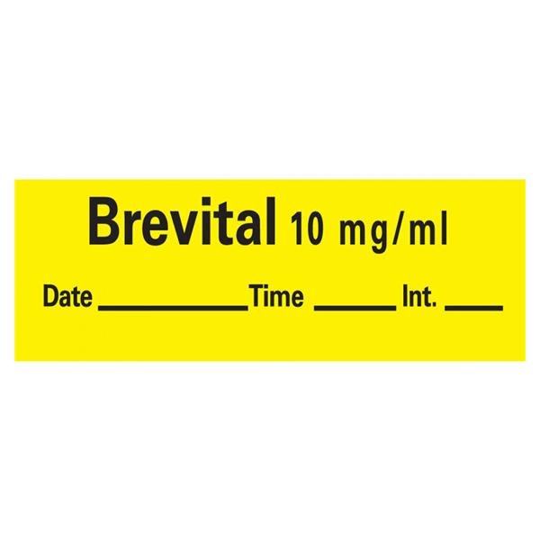 Brevital Labels, Yellow, Perforated Tape Style- 333/Roll