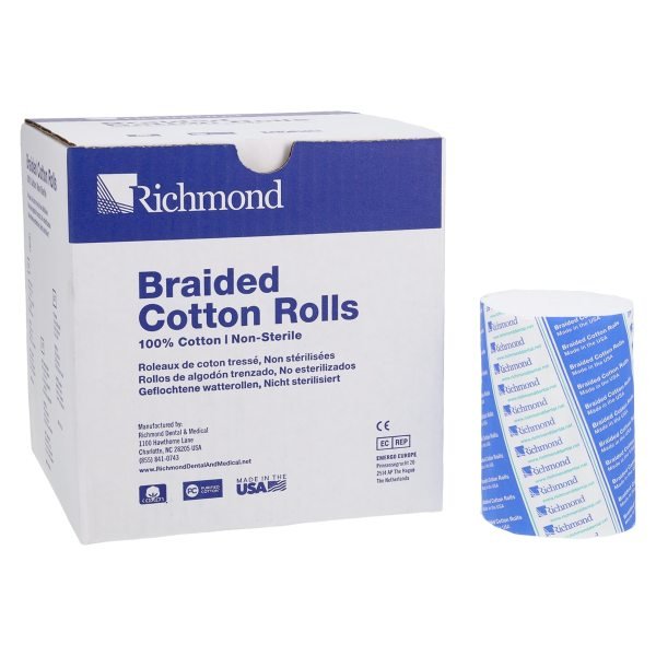 Braided Cotton Roll NS  4" 3/8" Diameter  -250/Box