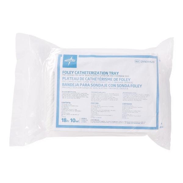 Foley Catheter Tray 18Fr w/Drainage Bag -10/Case