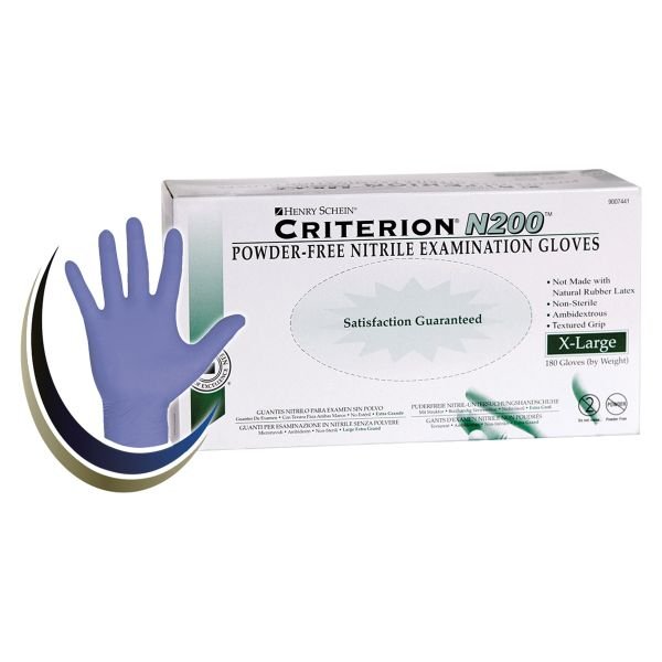 Criterion N200 Nitrile Exam Gloves X-Large Standard Blue Non-Sterile Chemo Tested -100/Box