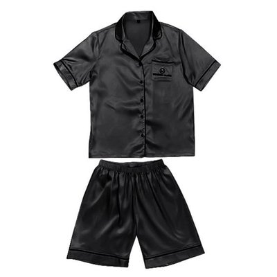 Short Black Pajama With Black Piping