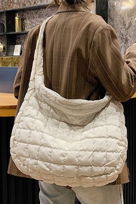 Quilted Zipper Large Shoulder Bag