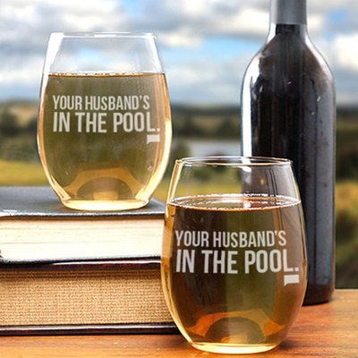 The Real Housewives of New Jersey Your Husband's in the Pool Stemless Wine Glass