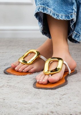 Ava Gold Buckle Link Sandals