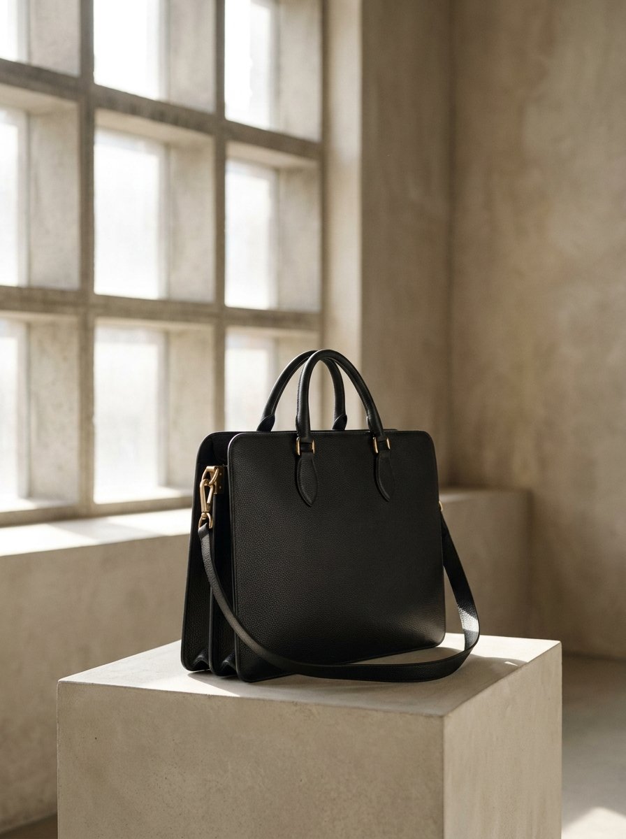 Grained leather briefcase