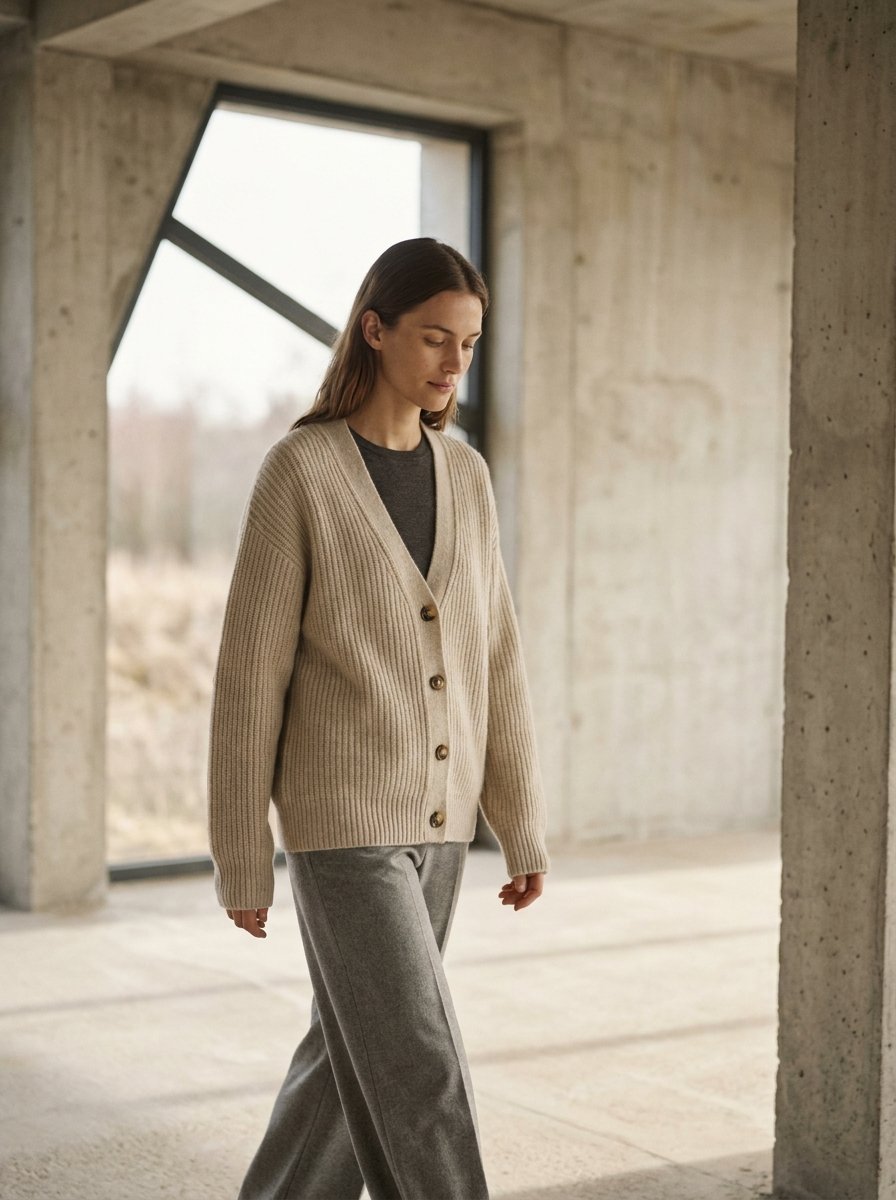 Ribbed cashmere cardigan