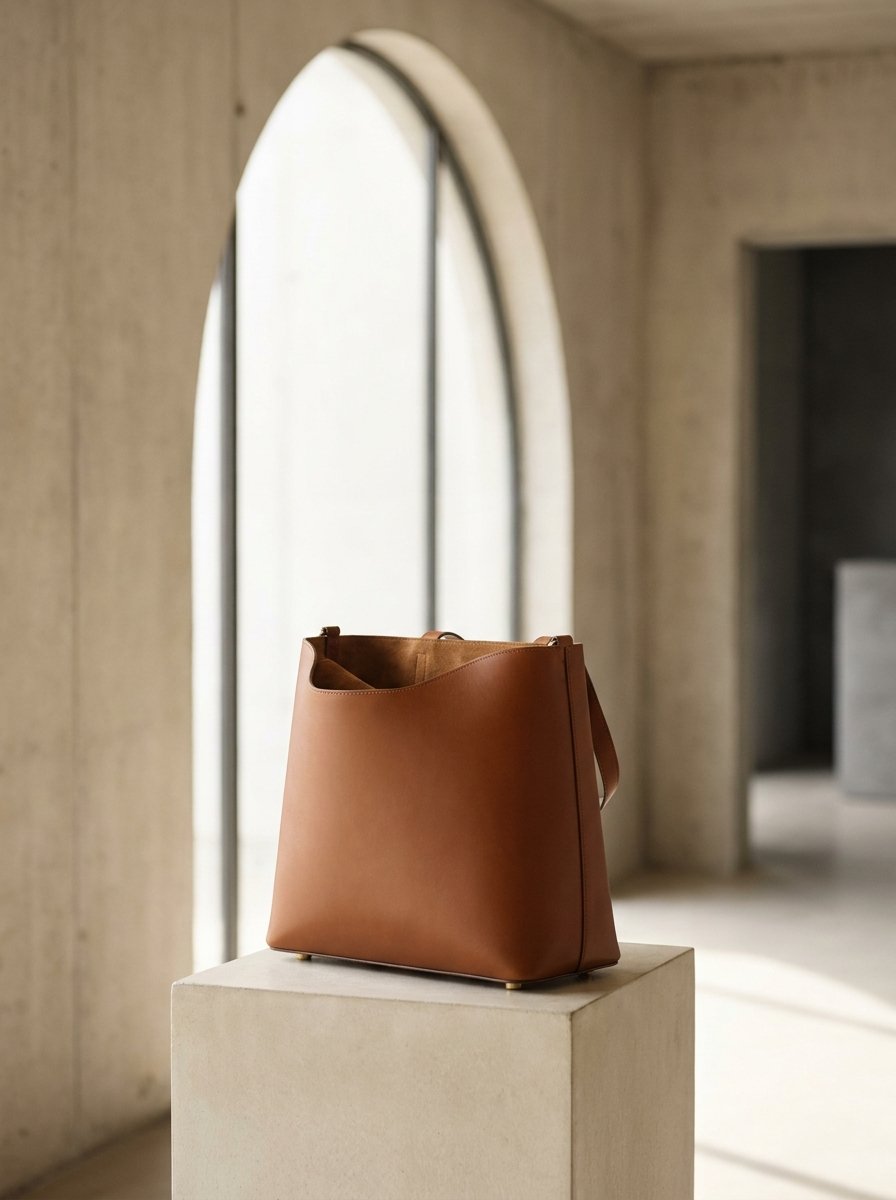 Structured leather tote