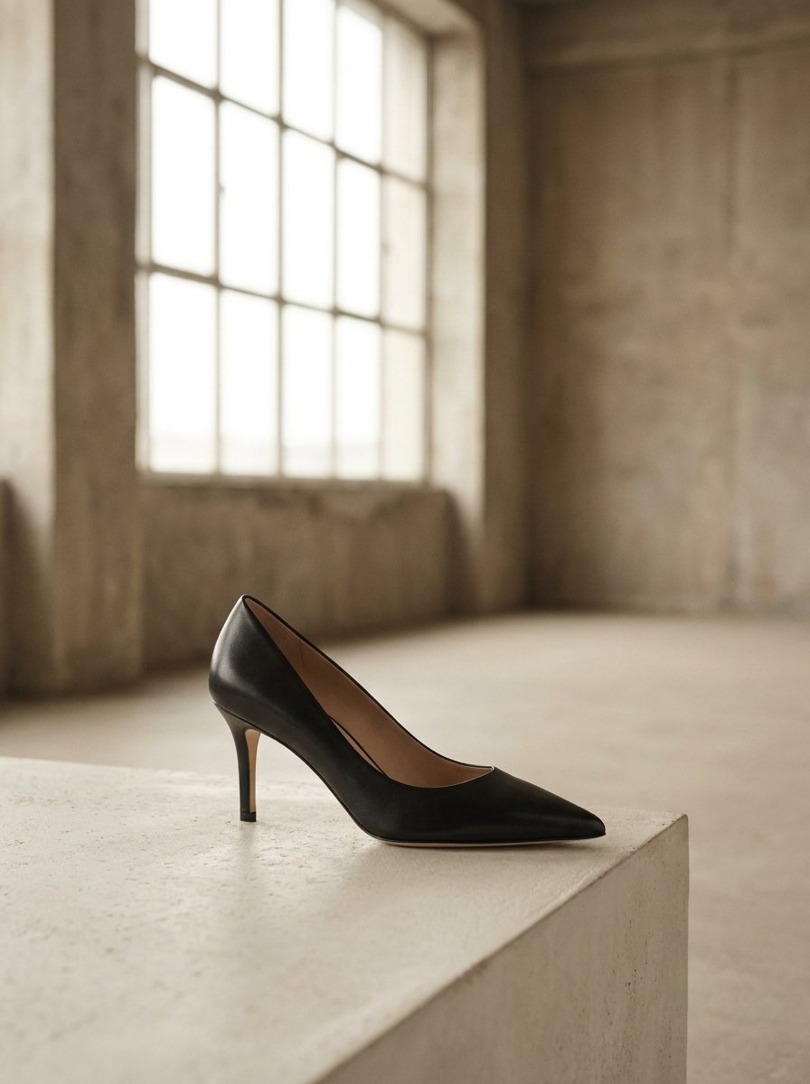 Leather point-toe pump