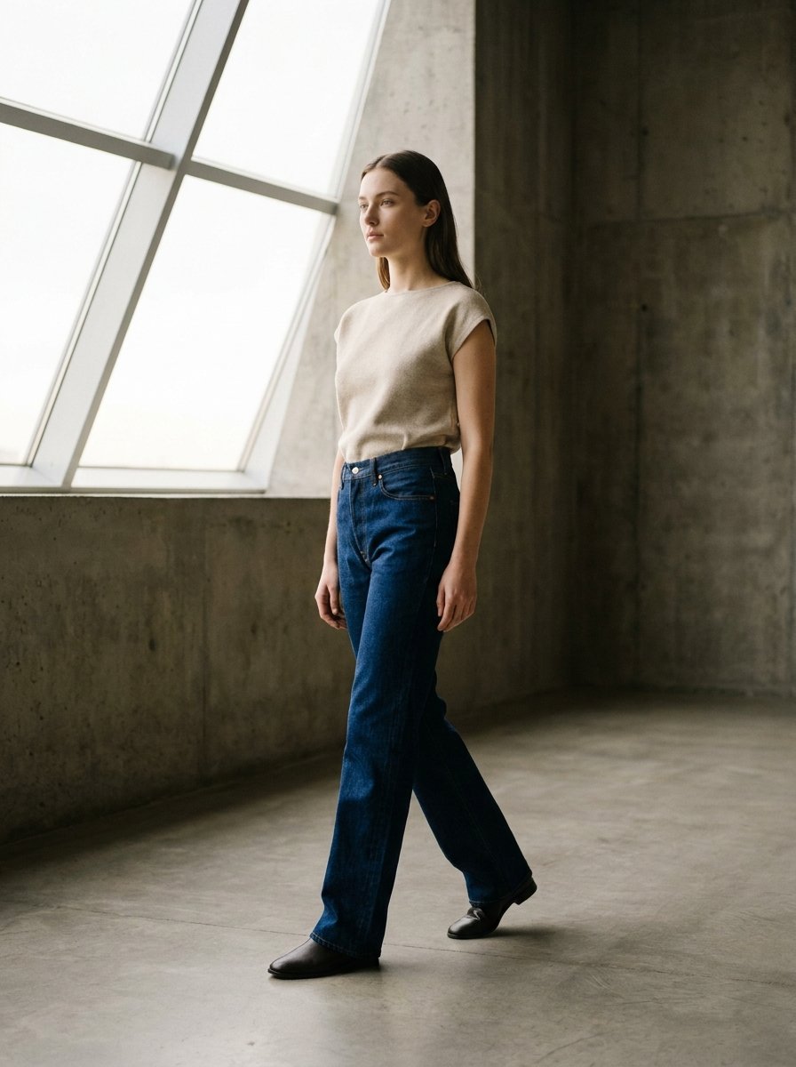 High-rise raw denim