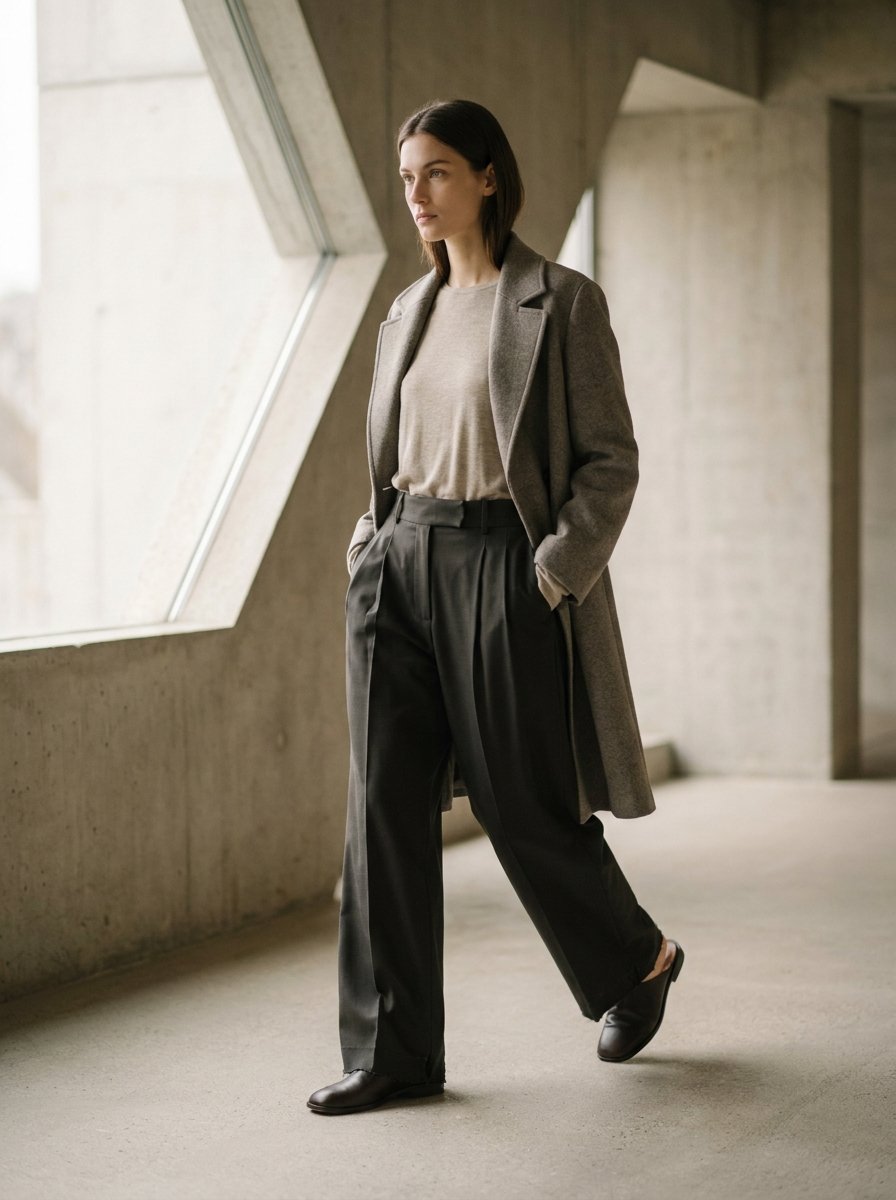 Pleated wide trouser