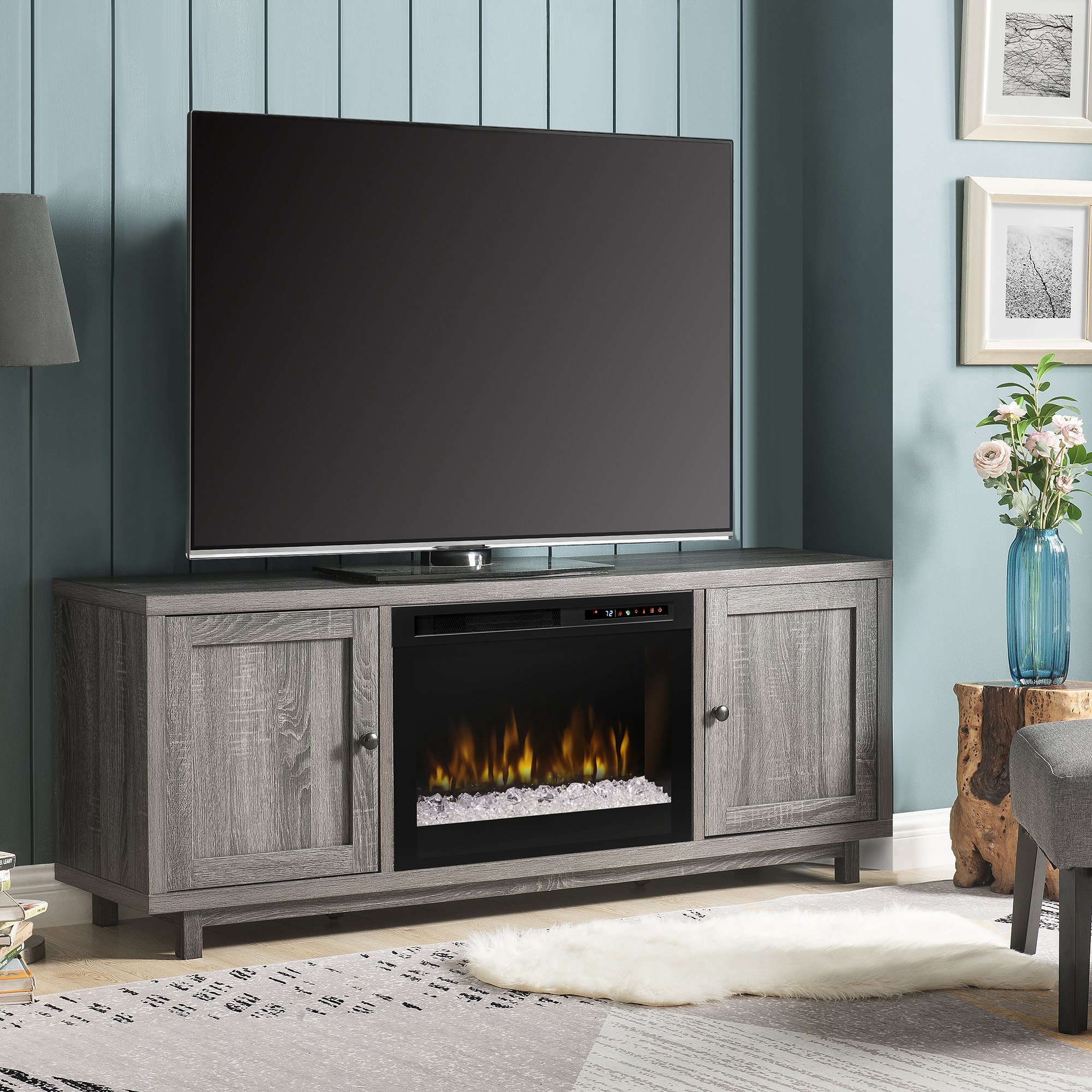 Dimplex Jesse Media Console Electric Fireplace With Glass Ember Bed