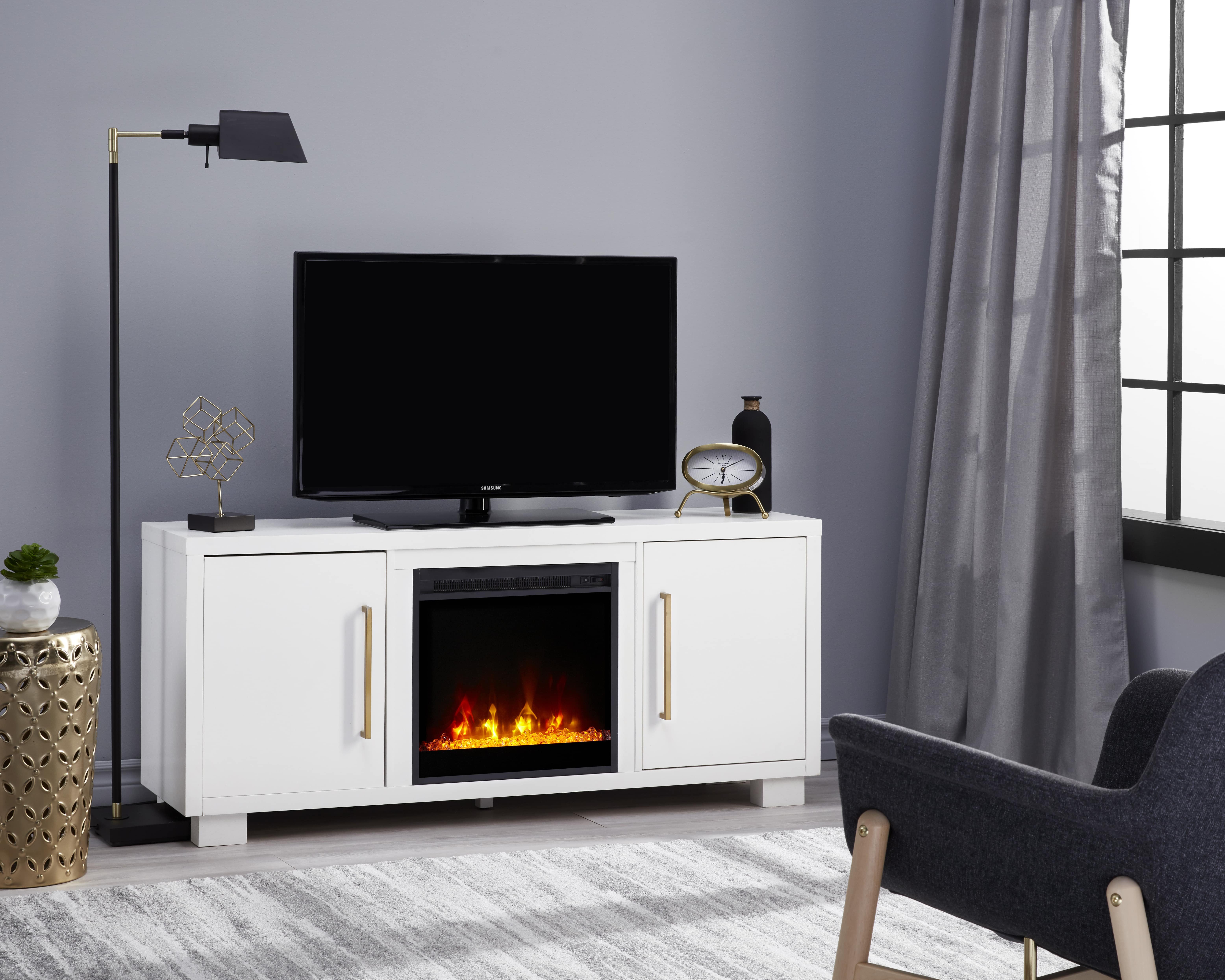 Dimplex Shelby TV Stand Electric Fireplace, White | Dimplex