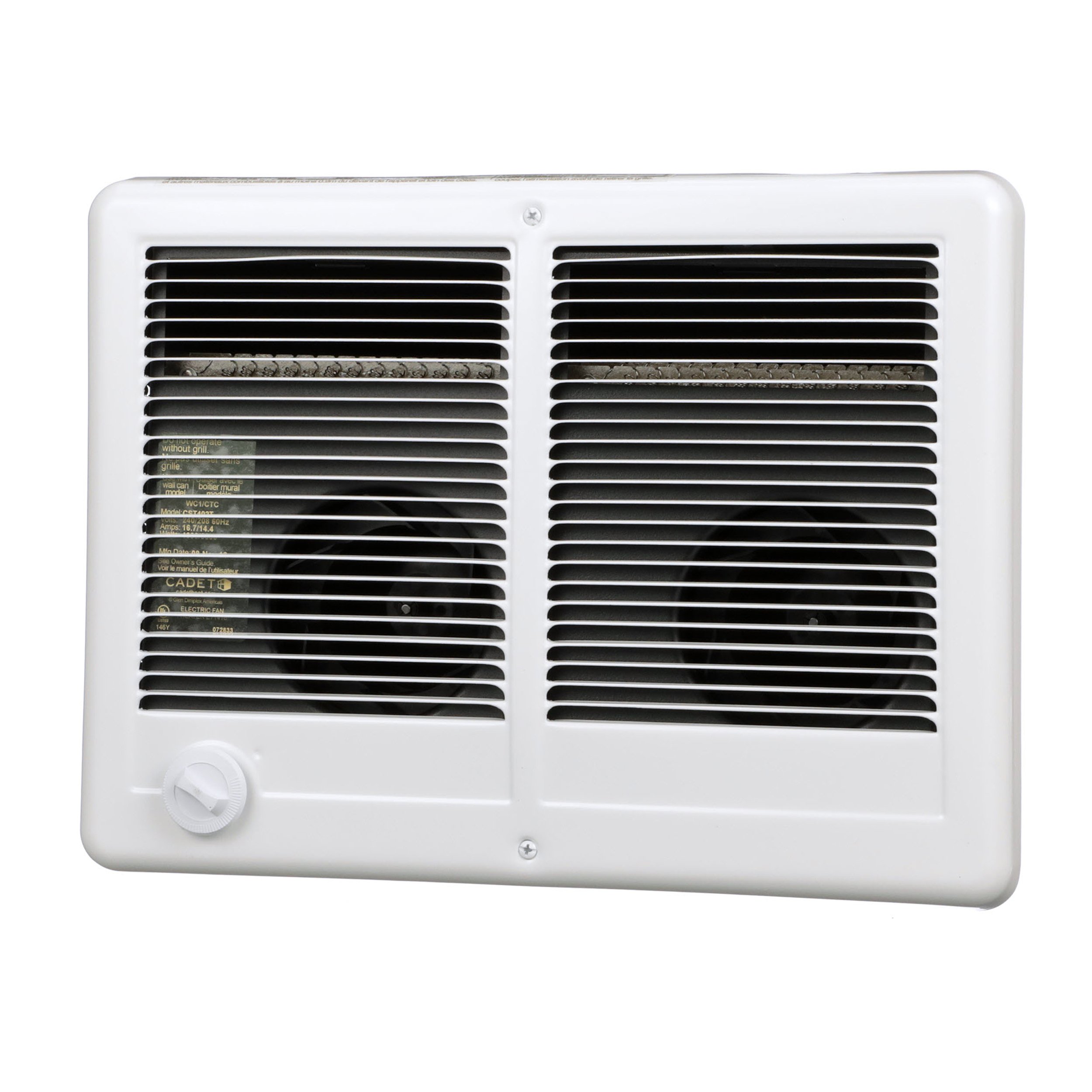 Com-Pak Twin Complete Wall Heater, With Thermostat, White