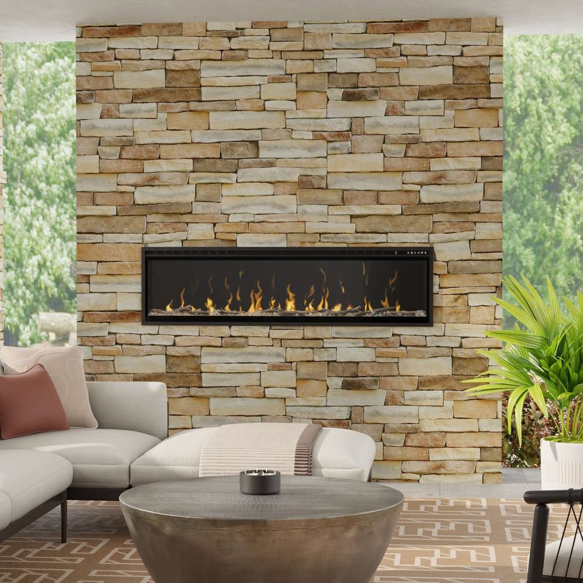 Dimplex IgniteXL installed on covered patio dimplex electric fireplace insert