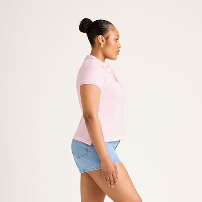 Women's Terry Polo - 3 Color Options - Pink