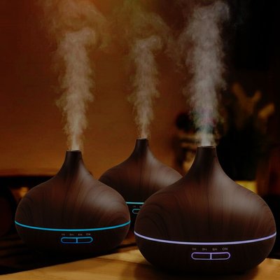 Essential Oil Humidifier + 3 Oils - Solid Dark Oak