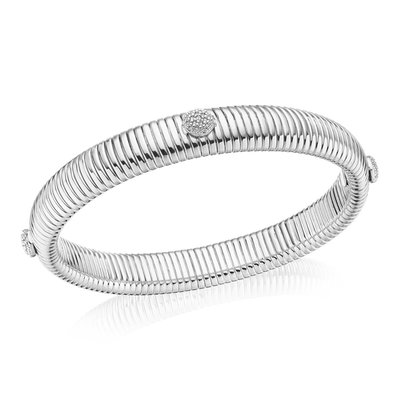 Pave Disc Flexible Bracelet - White Gold