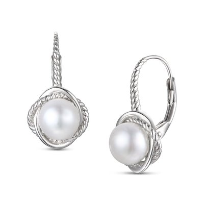 Ethereal Prestige Pearl Drop Earrings - Platinum/Pearl