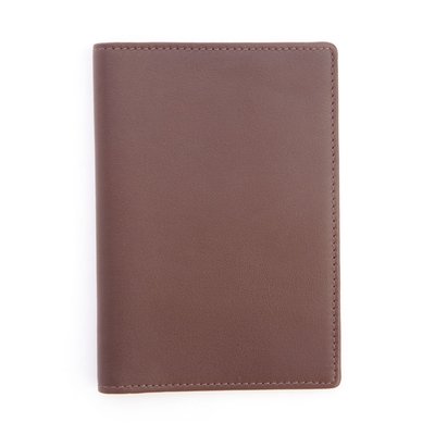 Monogrammed RFID Leather Passport Case - Brown