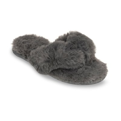 Faux Fur Slipper - Charcoal