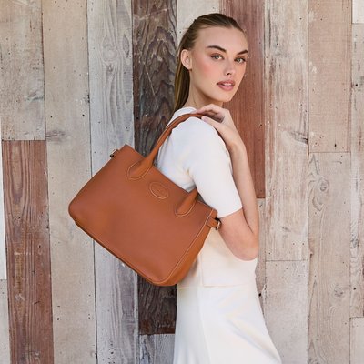 Leather Handbag - 6 Color Options - Toffee