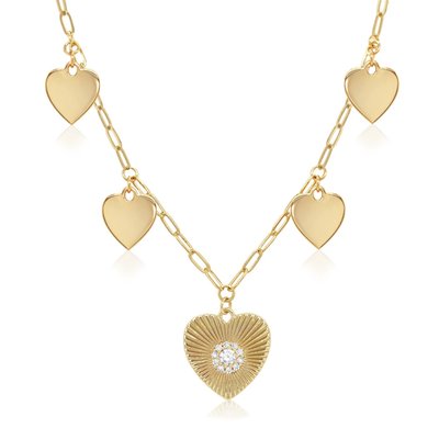 5 Heart Charm Necklace - 2 Color Options