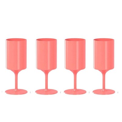 4 Piece Eco Stem Wine Glass Set - Coral