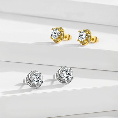 Provence Basket Stud Earrings - Platinum