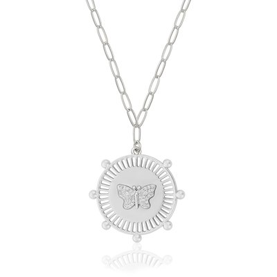 Butterfly Medallion Necklace - 2 Color Options